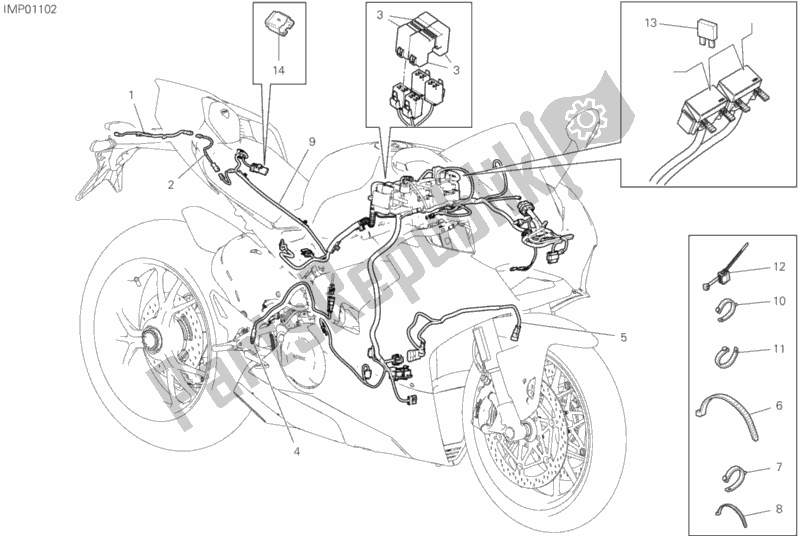 All parts for the Vehicle Electric System of the Ducati Superbike Panigale V4 1100 2019